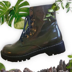 H&M Dark Green Combat Boots, sz 8 EUC